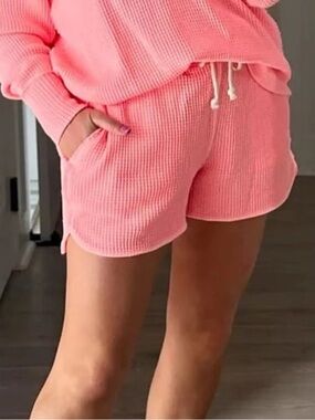 Aerie Pink Waffle Knit Shorts